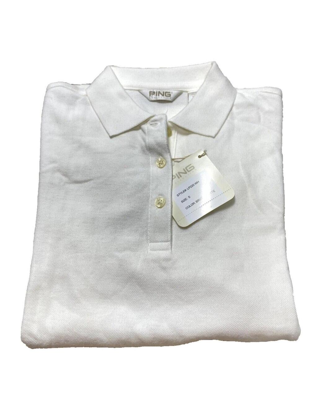 Ping Women’s Collared Button Up Golf Polo Shirt Small Creamy White Top